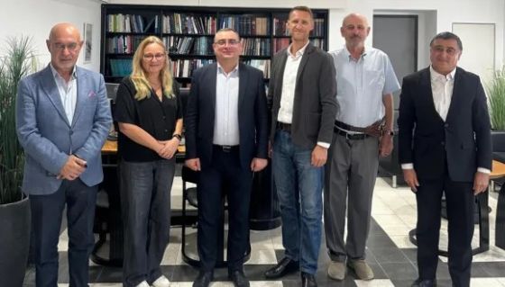 From left to right: Prof. Elshan Gurbanov, Head of International Programs (AzTU); Prof. Milette Shamir, Vice President International (TAU); Prof. Fariz Mammadov, AzTU Vice-Rector, Head of the delegation; Mr. Konstantin Platonov, Director for Asia Engagement (TAU); Prof. Lev Eppelbaum, Department of Geophysics, Faculty of Exact Sciences (TAU); Dr. Rahid Alekberli, Founding Director and Researcher of the Institute of Defense Technologies and Cybersecurity (AzTU)